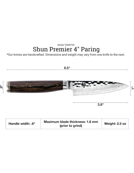 Cuchillo de Pelar Shun Premier 10.16 cm VG-MAX Pakkawood