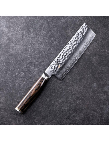 Cuchillo Nakiri Shun Premier 14 cm Acero Damasco Pakkawood