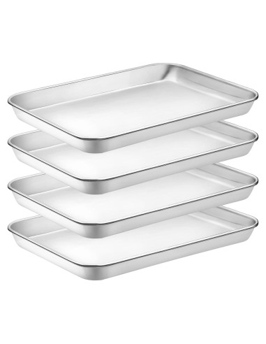 Juego de 4 bandejas para hornear CEKEE de acero inoxidable 23.6x17.5cm