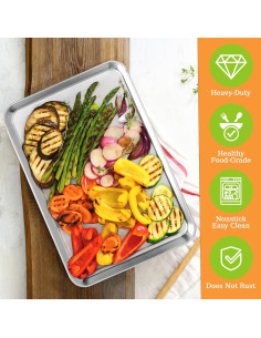 Juego de 4 bandejas para hornear CEKEE de acero inoxidable 23.6x17.5cm 2