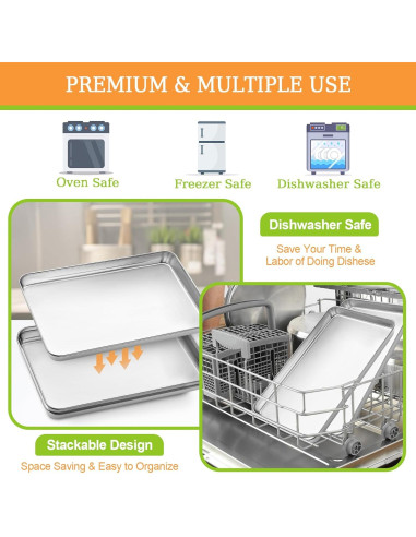 Juego de 4 bandejas para hornear CEKEE de acero inoxidable 23.6x17.5cm