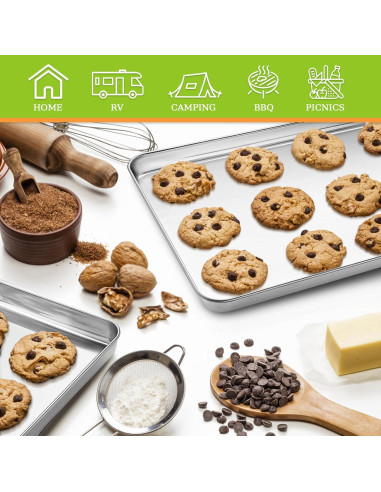 Juego de 4 bandejas para hornear CEKEE de acero inoxidable 23.6x17.5cm