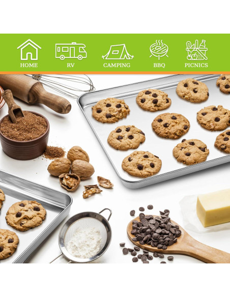 Juego de 4 bandejas para hornear CEKEE de acero inoxidable 23.6x17.5cm