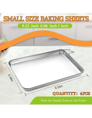 Juego de 4 bandejas para hornear CEKEE de acero inoxidable 23.6x17.5cm