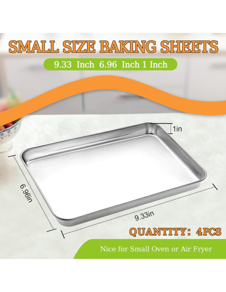 Juego de 4 bandejas para hornear CEKEE de acero inoxidable 23.6x17.5cm