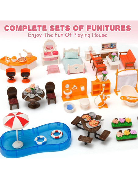 Casa de Muñecas TUZT 3 Pisos con Ascensor y Luces 33x16x43cm