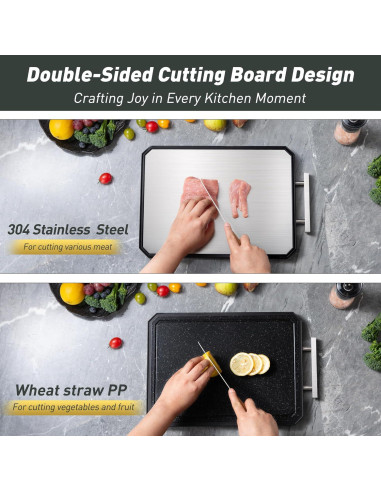 Tabla de Cortar Doble Cara Socisen Acero Inoxidable 40.6x27.9cm