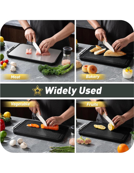 Tabla de Cortar Doble Cara Socisen Acero Inoxidable 40.6x27.9cm