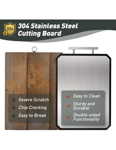 Tabla de Cortar Doble Cara Socisen Acero Inoxidable 40.6x27.9cm
