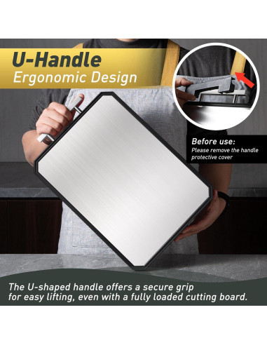 Tabla de Cortar Doble Cara Socisen Acero Inoxidable 40.6x27.9cm