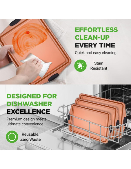 Conjunto de Bandejas para Hornear NutriChef 3 Piezas Antiadherente