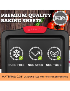 Juego de 3 bandejas para hornear Benicci - Antiadhesivas 2
