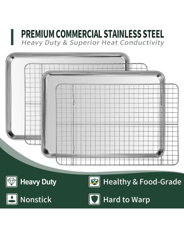 Juego de Bandejas Cuarteras CEKEE con Rejillas de Enfriamiento