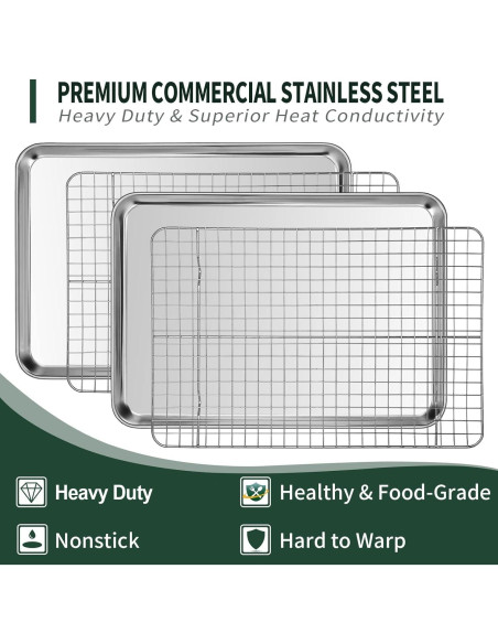 Juego de Bandejas Cuarteras CEKEE con Rejillas de Enfriamiento