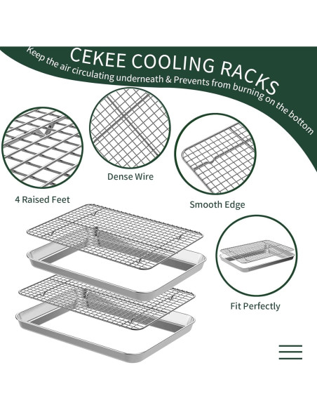 Juego de Bandejas Cuarteras CEKEE con Rejillas de Enfriamiento