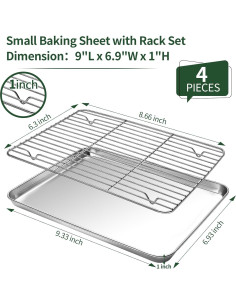 Juego de bandejas para hornear CEKEE 4 piezas acero inoxidable 2