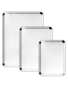 Juego de bandejas para hornear Ohtomber 3 piezas acero inoxidable