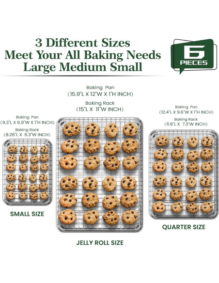 Juego de 3 Bandejas para Galletas Fire More Acero Inoxidable 23/30/41 cm