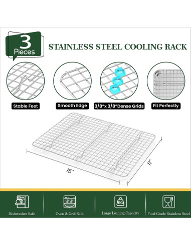 Juego de 3 Bandejas para Galletas Fire More Acero Inoxidable 23/30/41 cm