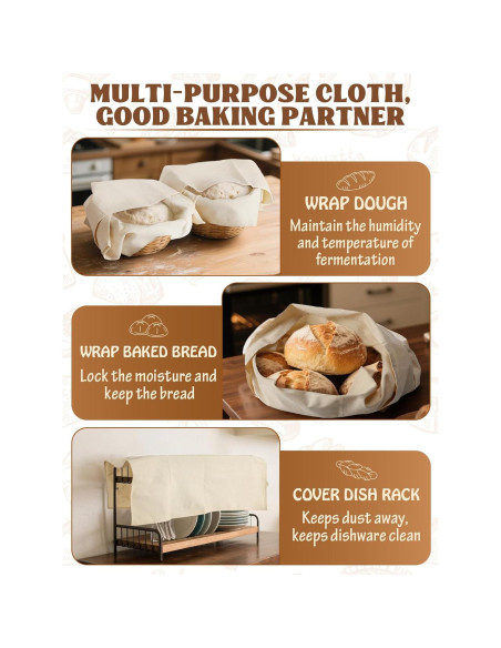 Toallas de Té ANPHSIN 71x71cm 100% Algodón para Fermentación Pan