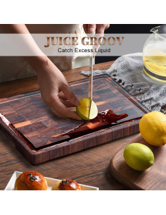 Tabla de Cortar Grande COCOBOSS de Nogal Negro 42x30 cm con Ranura 2