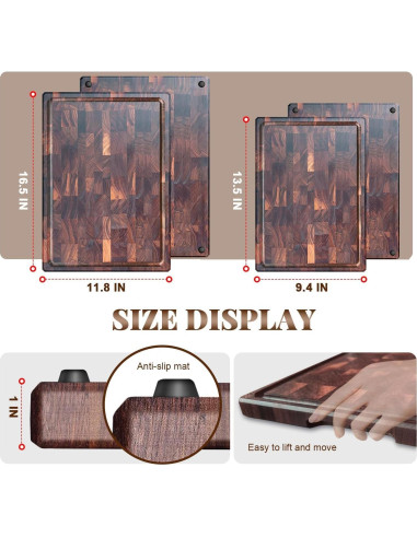 Tabla de Cortar Grande COCOBOSS de Nogal Negro 42x30 cm con Ranura