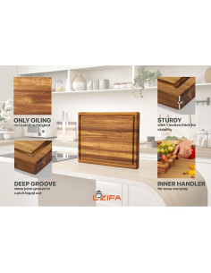 Tabla de Cortar Grande COZIFA de Acacia 43.2x30.5cm con Canal 2