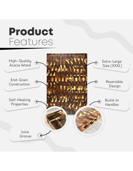 Tabla de Cortar Extra Grande de Madera de Acacia QUELLUXE 76.2x50.8cm