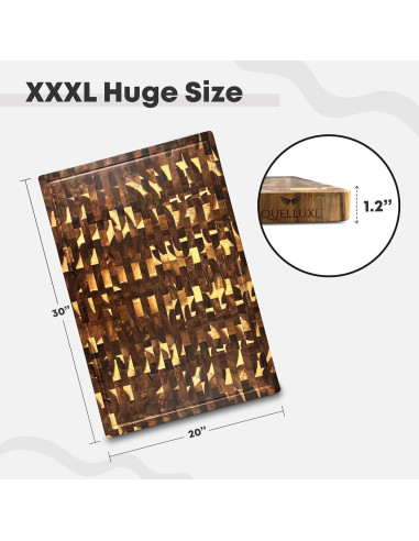 Tabla de Cortar Extra Grande de Madera de Acacia QUELLUXE 76.2x50.8cm