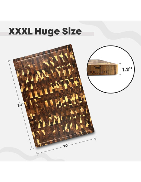Tabla de Cortar Extra Grande de Madera de Acacia QUELLUXE 76.2x50.8cm