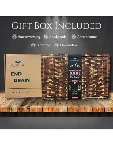 Tabla de Cortar Extra Grande de Madera de Acacia QUELLUXE 76.2x50.8cm