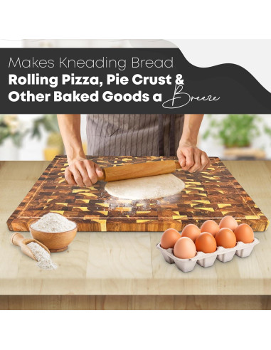 Tabla de Cortar Extra Grande de Madera de Acacia QUELLUXE 76.2x50.8cm