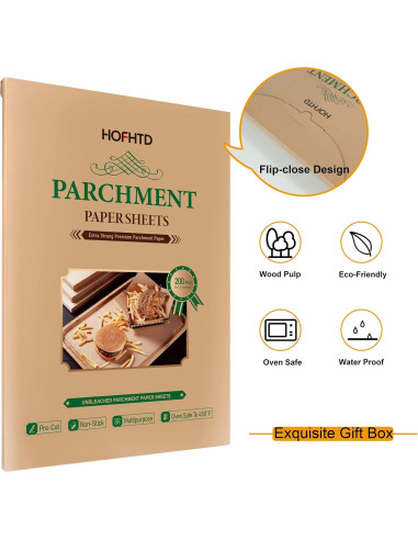 200 Hojas de Papel Pergamino Pre-cortado 23x33cm HOFHTD