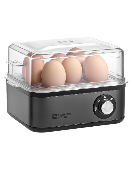 Hervidor de Huevos Eléctrico Annie & Mia, Acero Inoxidable, 8 Huevos