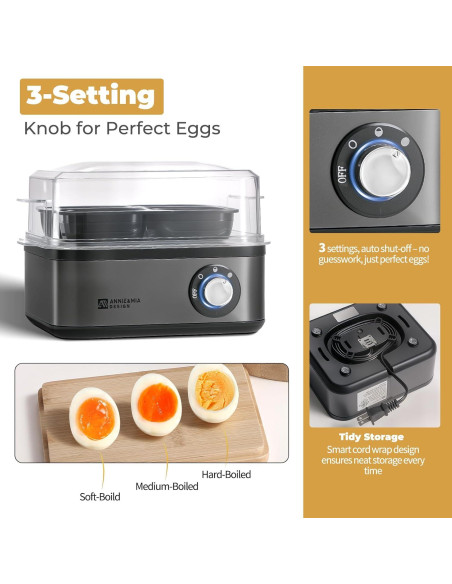 Hervidor de Huevos Eléctrico Annie & Mia, Acero Inoxidable, 8 Huevos