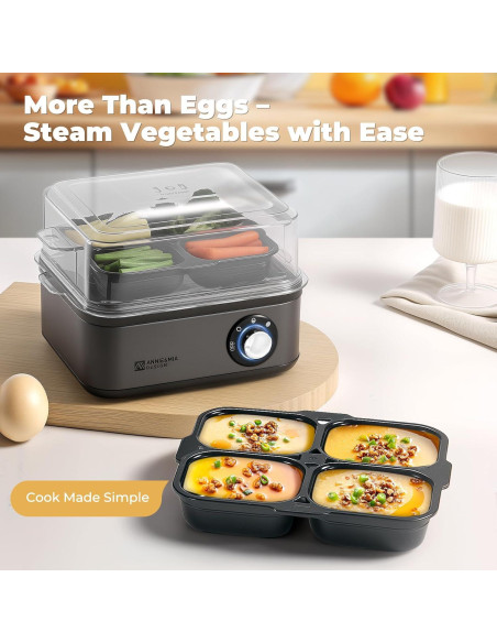 Hervidor de Huevos Eléctrico Annie & Mia, Acero Inoxidable, 8 Huevos