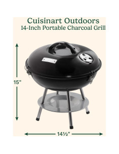 Parrilla de Carbón Portátil Cuisinart 14" Negra - BBQ Compacta 2