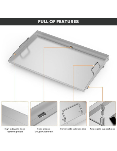 Plancha de Acero Inoxidable Stanbroil 28" para Parrilla Blackstone