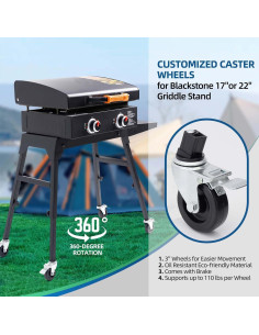 Ruedas Giratorias de 7.6 cm con Freno para Soporte Blackstone 2