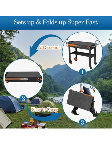 Carrito de Mesa Plegable para Parrilla EsFrondo YP 39A-001