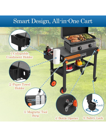 Carrito de Mesa Plegable para Parrilla EsFrondo YP 39A-001