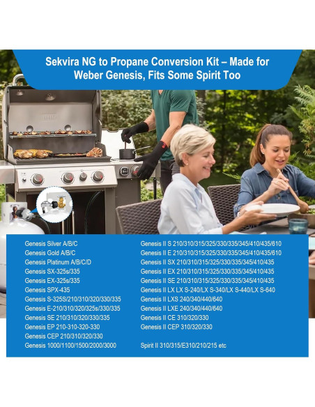 Kit de Conversión de Gas Natural a Propano Sekvira 5FT para Weber