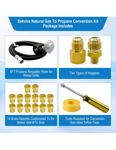 Kit de Conversión de Gas Natural a Propano Sekvira 5FT para Weber