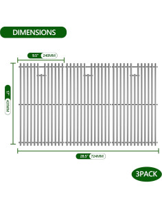 Rejilla de Parrilla Acero Inoxidable LOCVCDA 43.18x72.39 cm 2