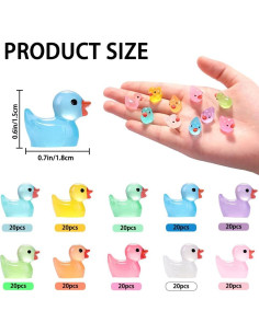 200 Patitos Miniatura Luminiscentes DULEFUN 1.5x1.8 cm 2