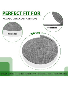 Junta de alta temperatura Kamado Joe KJ 4.57m fieltro adhesivo 2