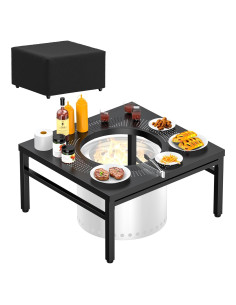 Mesa de Superficie para Fogata AJinTeby 96.52 cm Acero Negro