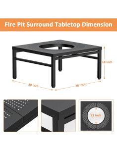 Mesa de Superficie para Fogata AJinTeby 96.52 cm Acero Negro 2