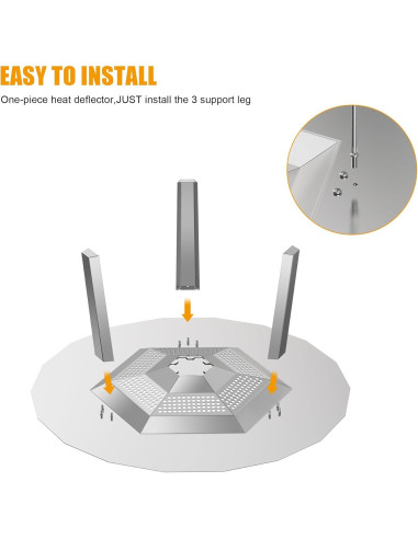 Deflector de Calor BBQ-PLUS para Estufa de Fuego 19.5" Acero Inoxidable