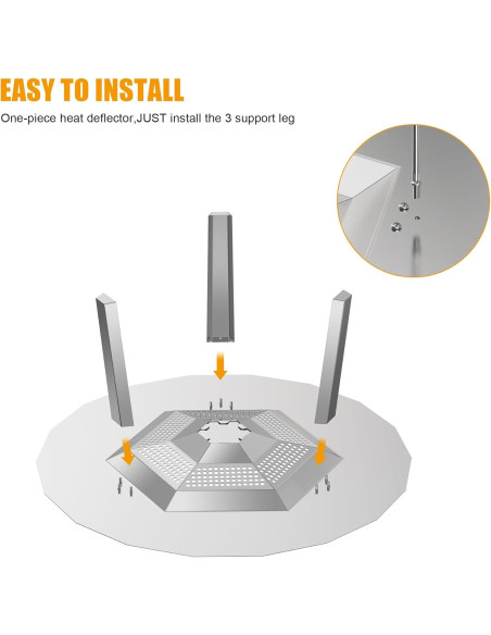 Deflector de Calor BBQ-PLUS para Estufa de Fuego 19.5" Acero Inoxidable